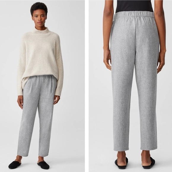 NWT Eileen Fisher Soft Wool Flannel Pleated Tapered Ankle Pants in Gray size XL - Picture 12 of 12